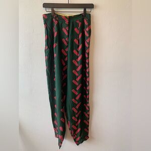 Norblack norwhite green silk harem pants size S‎